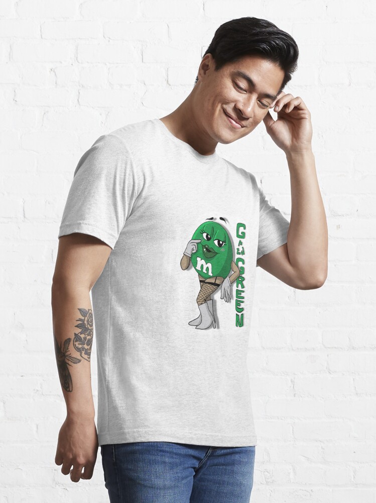 Green m store and m shirt