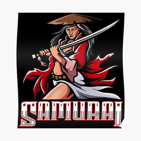 Badass Samurai Warrior Pin Up Girl Poster By Ozumdesigns Redbubble