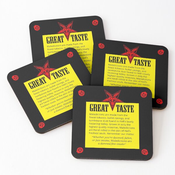 Item preview, Maledictions - The Best Smokes in Hell - Descriptive Text, Skulls and Motto: Stickers, Pin, Coasters and more designed and sold by Richard Kadrey.