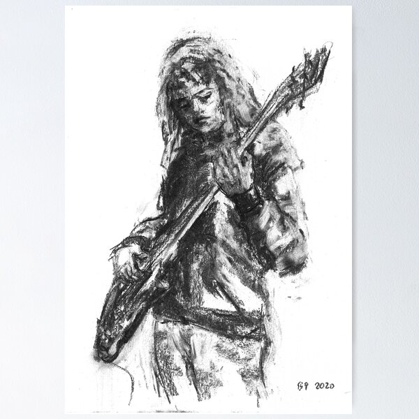  
Original size 30cm x 42cm;

young woman practices electric bass on her Ibanez;

Many of my works are for sale.
Please contact me for availability Poster
