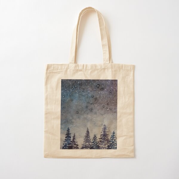 Blue and Purple Misty Forest Cotton Tote Bag