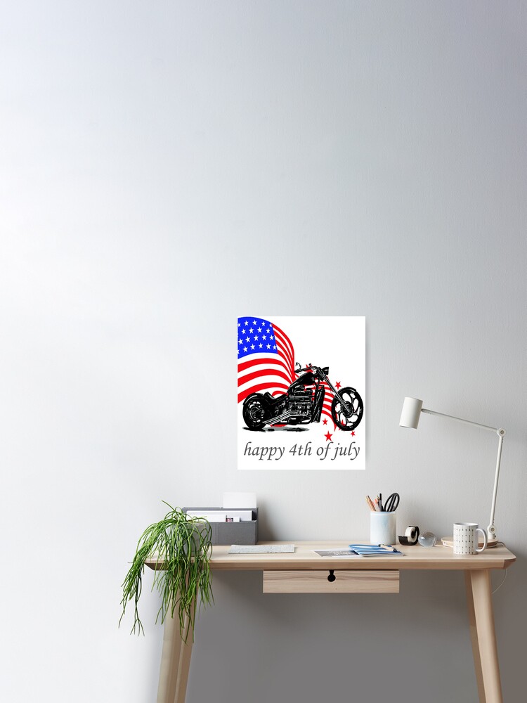 Download Happy July 4th Motorcycle Svg Clipart American Flag Patriotic Vintage Poster By Relabel20 Redbubble PSD Mockup Templates