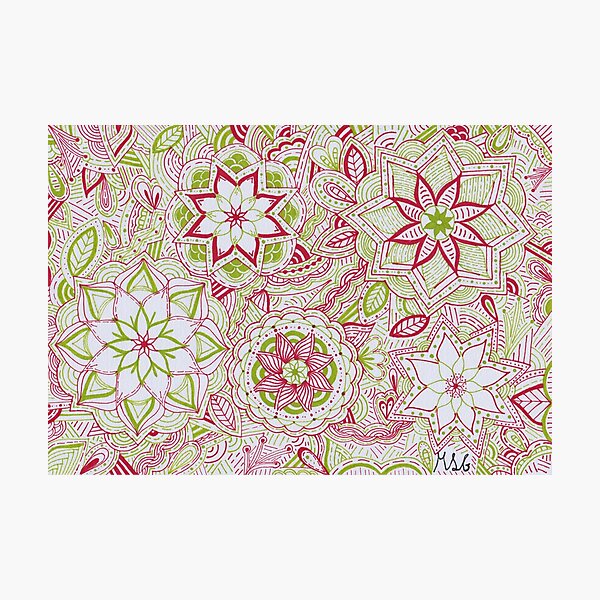Item preview, Cherry Red & Light Green Mandala Improvisation designed and sold by MarisaGoncalves.