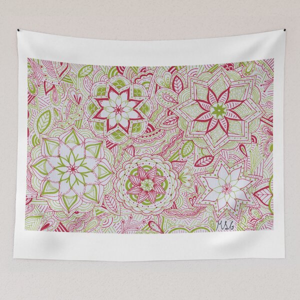 Item preview, Cherry Red & Light Green Mandala Improvisation designed and sold by MarisaGoncalves.