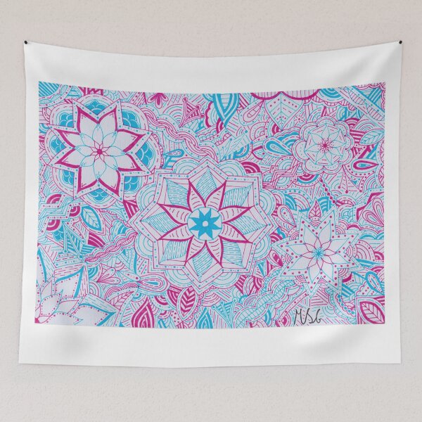 Item preview, Hot Pink & Light Blue Mandala Improvisation designed and sold by MarisaGoncalves.