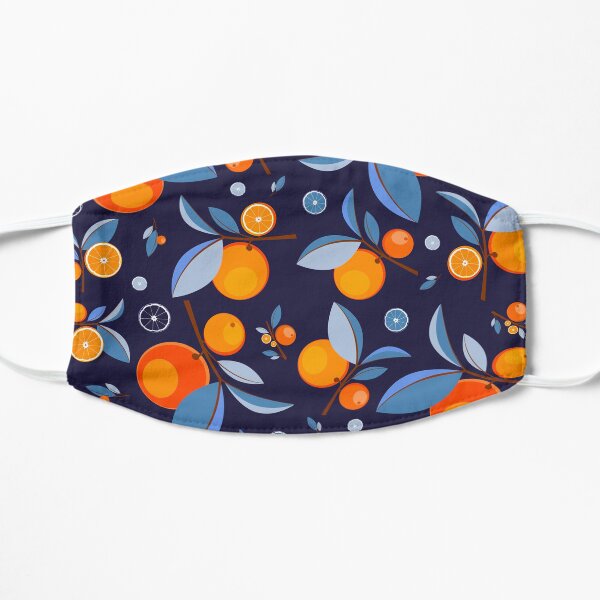 Blue & Orange Garden Pattern Flat Mask