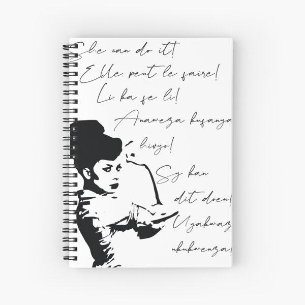 She can do It African languages | Motivational Quote Swahili, Zulu, Afrikaans, French, Haitian Creole | Woke Black Woman Spiral Notebook