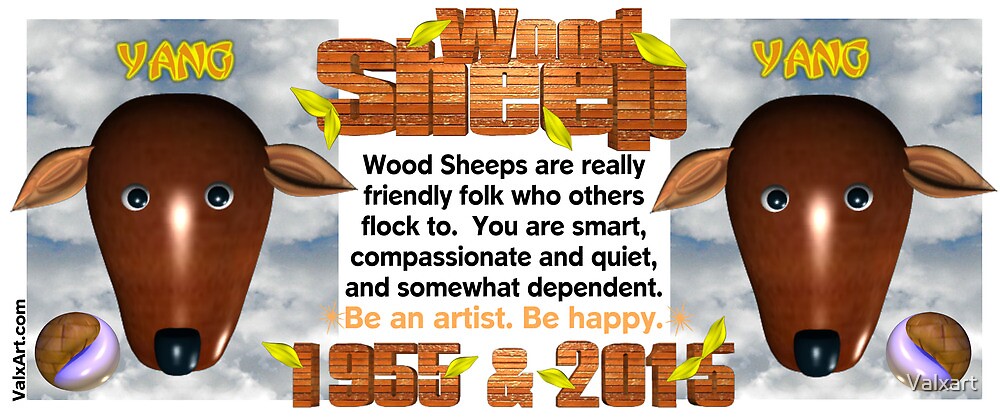 "Chinese Zodiac, wood sheep, 1955, 2015, born" by Valxart  Redbubble