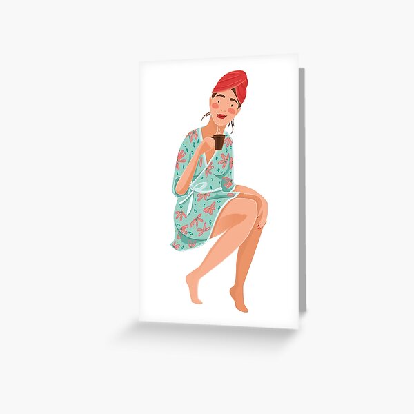 Girl with a cup of coffee Greeting Card