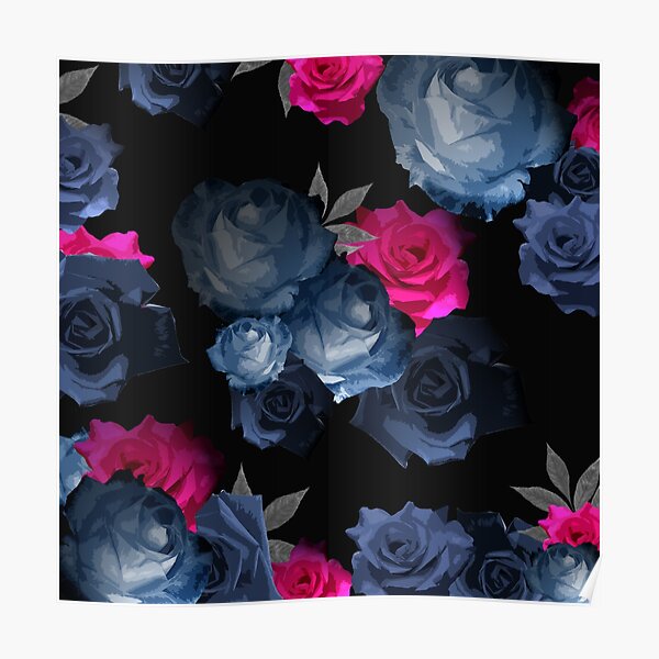 Poster Blau Schwarz Und Rosa Hintergrund Redbubble