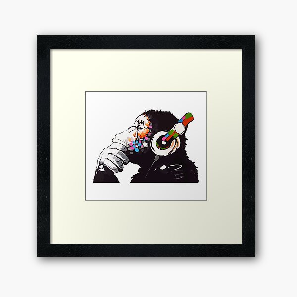 BANKSY DJ Monkey Thinker Lámina enmarcada