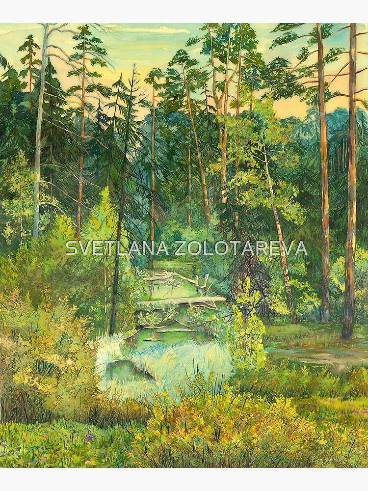 Forest painting watercolor by SVZOLOTAREVA