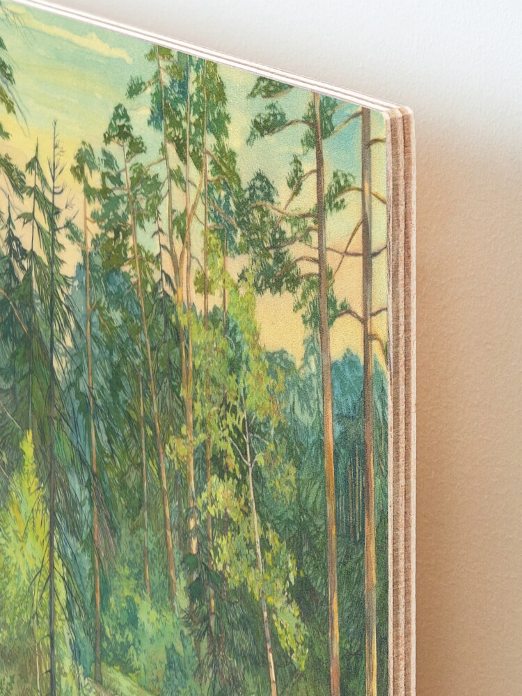 Alternate view of Forest painting watercolor Mounted Print