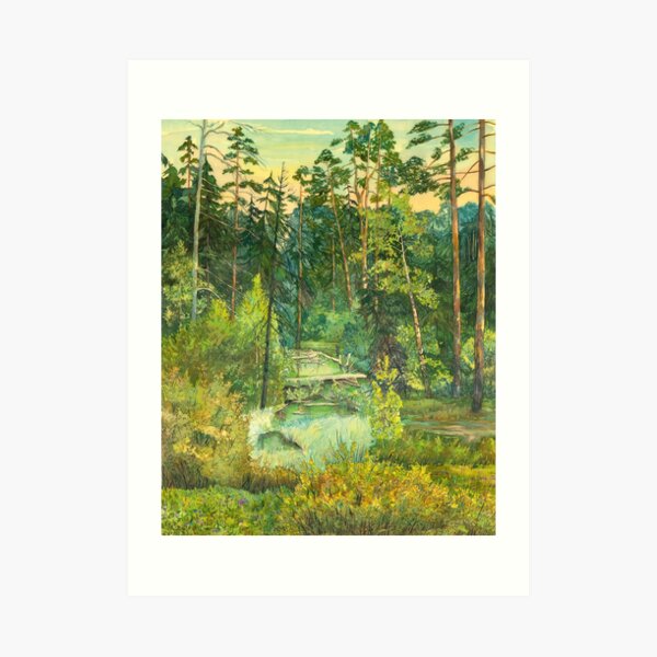 Forest painting watercolor Art Print