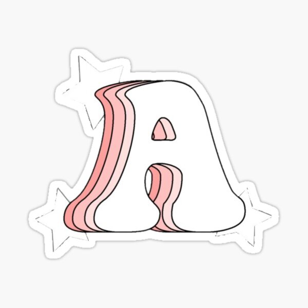 retro pastel pink A with stars Sticker