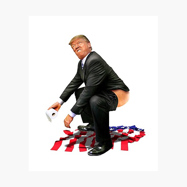 Artikel-Vorschau von Donald Trump kackt auf der amerikanischen Flagge, designt und verkauft von DumpDTrump2020.
