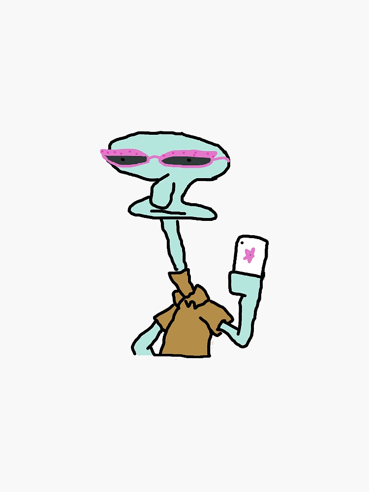 "Squidward Mirror Selfie Vibey Glasses" Sticker for Sale by