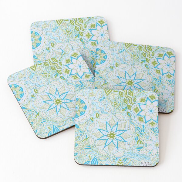 Item preview, Leafy Green & Light Blue Mandala Improvisation designed and sold by MarisaGoncalves.