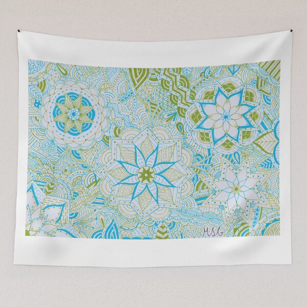 Item preview, Leafy Green & Light Blue Mandala Improvisation designed and sold by MarisaGoncalves.