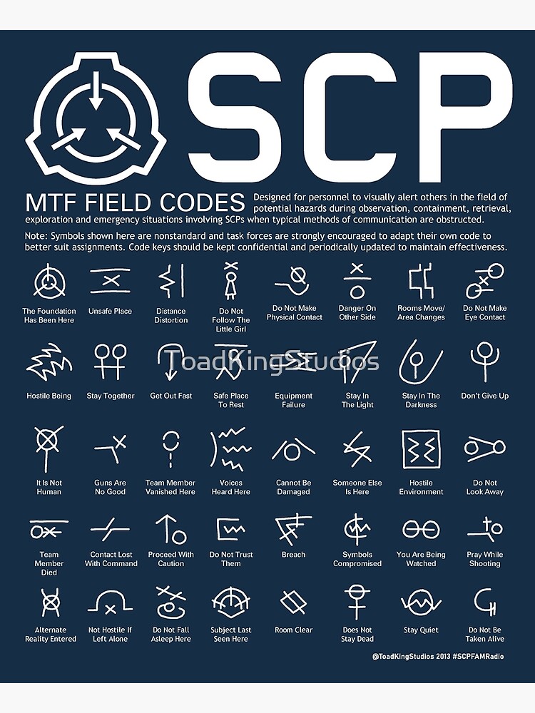 SCP MTF Field Codes by ToadKing07  Poster for Sale by