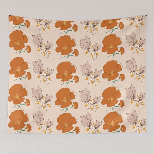 Item preview, Orange and Beige Floral Design designed and sold by Easy Breezy.