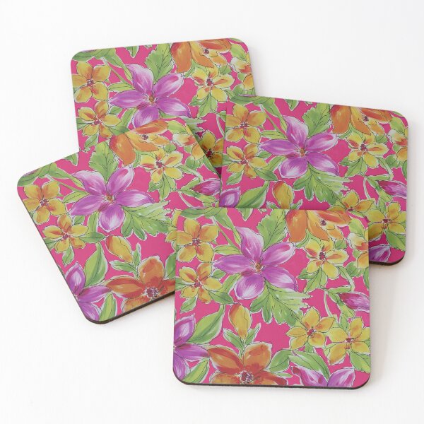 Item preview, Hawaiian Flowers on Pink Ground designed and sold by Leslie Rogers Todder.