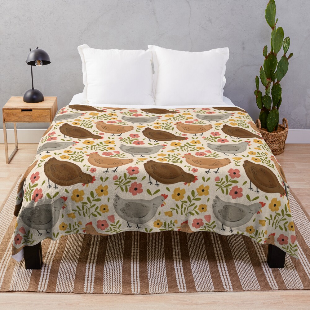 Springtime Chickens Throw Blanket