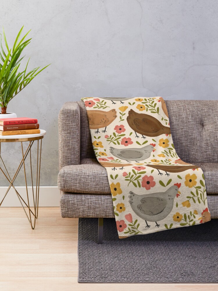 Alternate view of Springtime Chickens Throw Blanket