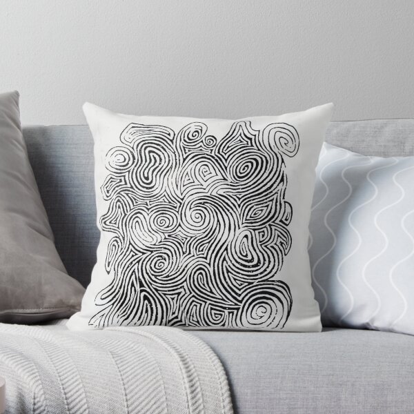 Psychedelic Optical Illusion Patterns - Jerry Garcia Face Zebra Stripes / Swirls Throw Pillow