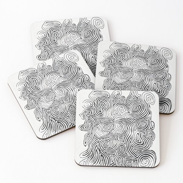 Psychedelic Optical Illusion Patterns - Jerry Garcia Face Zebra Stripes / Swirls Coasters (Set of 4)