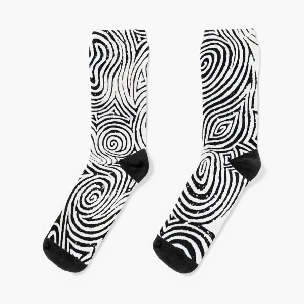 Psychedelic Optical Illusion Patterns - Jerry Garcia Face Zebra Stripes / Swirls Socks