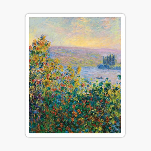 Claude Monet - Flower Beds at Vétheuil Sticker