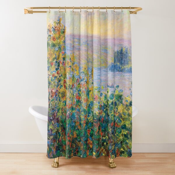 Claude Monet - Flower Beds at Vétheuil Shower Curtain