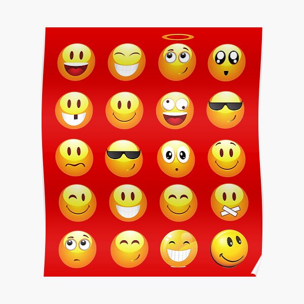 Red Emojis Poster By Gossiprag Redbubble