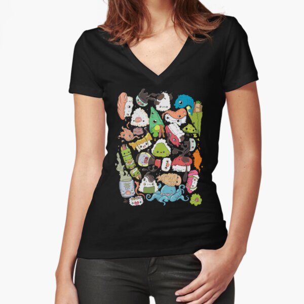 Sushi Bar: The point of Nori-turn Fitted V-Neck T-Shirt