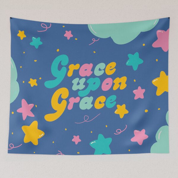 Item preview, Grace Upon Grace Blue Background designed and sold by DesertAloha.