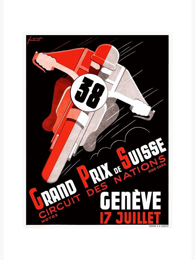 Vintage Motorcycle Racing Poster 1933 Swiss Grand Prix Canvas Art Print