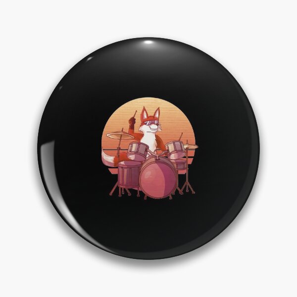 Artikelvorschau, Fox, der die Trommeln spielt, Fox-Liebhaber-Schlagzeuger-Geschenk, niedlicher Fox-Schlagzeuger, Vintager Retrostil entworfen und verkauft von fatamyfan1.