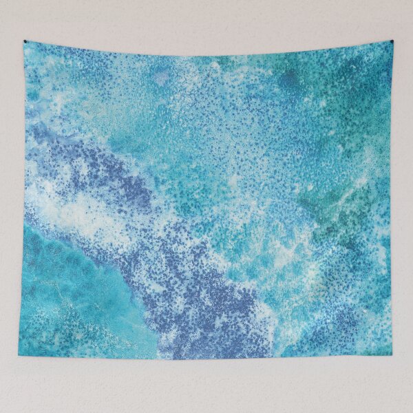 Item preview, Aqua Blue Escape to a Whimsical Watercolor Sea Painting Print designed and sold by ClaudiaFlores.