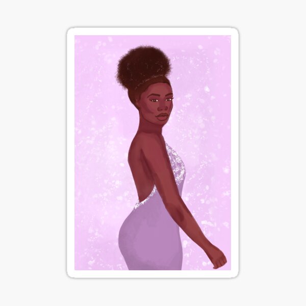 Lilac Black Girl Fashion Glam Sticker
