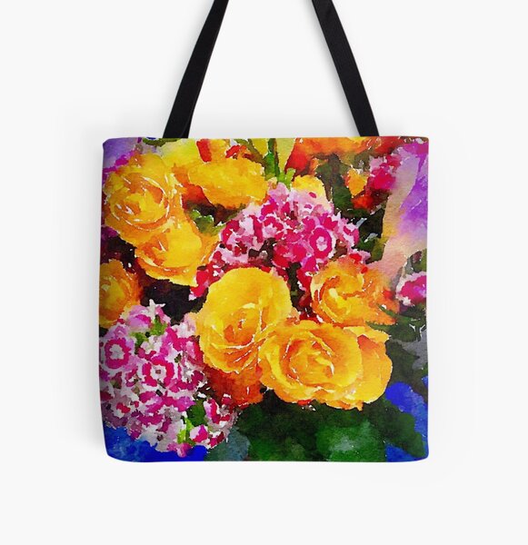 Watercolor Bouquet All Over Print Tote Bag
