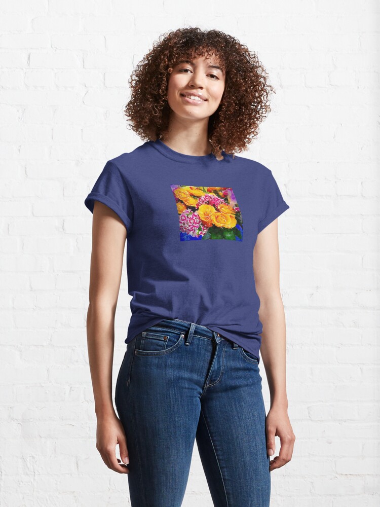 Thumbnail 4 of 7, Classic T-Shirt, Watercolor Bouquet designed and sold by MeganSteer.