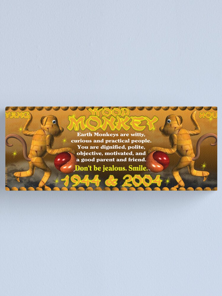 Chinese Zodiac wood monkey born 1944 2004 Valxart Canvas Print