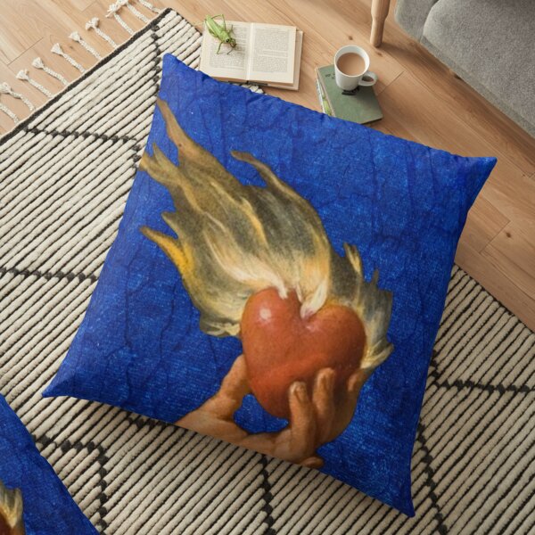 Heart on Fire Floor Pillow