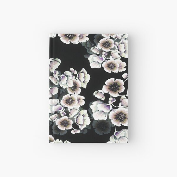 Cherry Blossoms Floral Print on Black Hardcover Journal