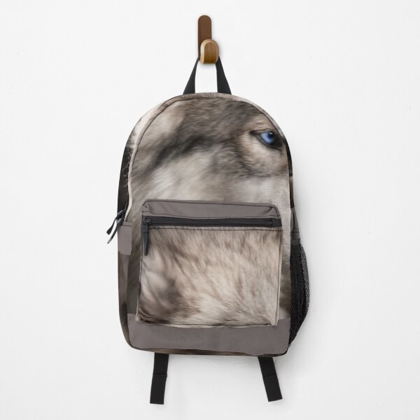 Item preview, Wolf portrait closeup with bright blue eye designed and sold by Brian Scantlebury.