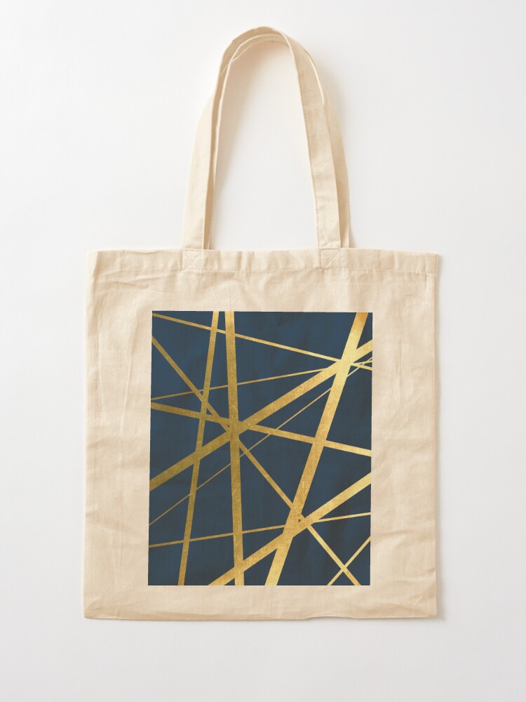 navy and gold bag