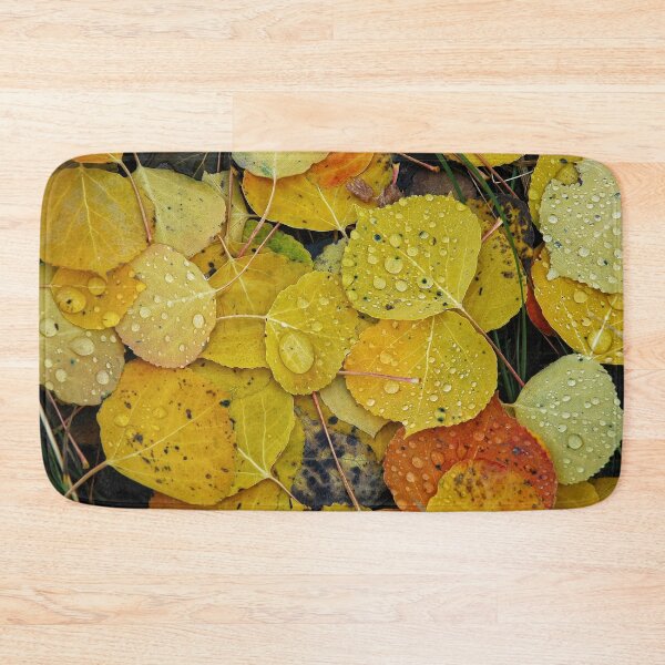 Item preview, Water droplets on autumn aspen leaves designed and sold by Lori Funk.