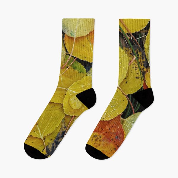 Item preview, Water droplets on autumn aspen leaves designed and sold by Lori Funk.