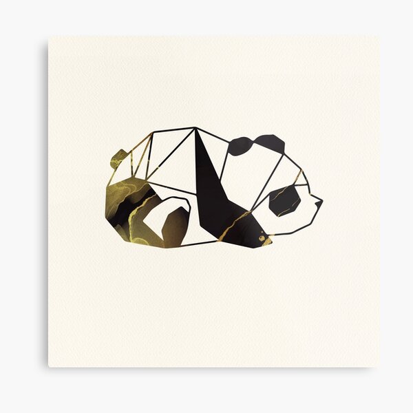Black and Gold Geometric Panda Metal Print